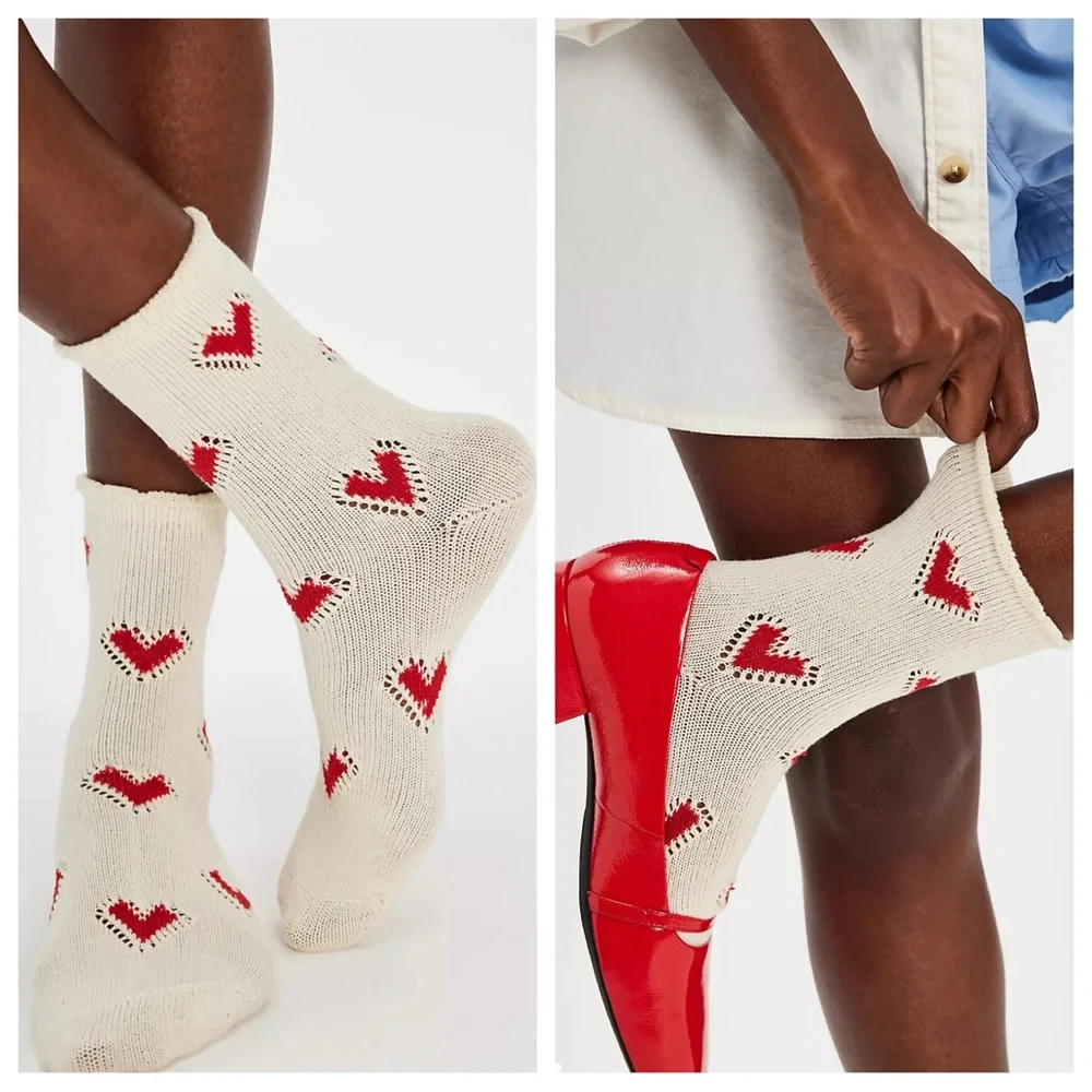 Free People Cupids Bow Heart Ankle Socks | NWT